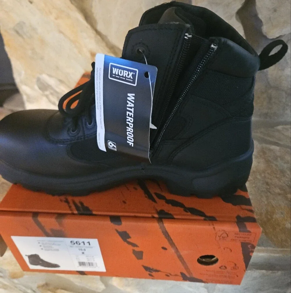 Black Men's Work Boot Lace-Up Ankle Boot